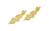 Brass Snake Charm, 8 Raw Brass Snake Pendants With 1 Loop, Charms, Findings (50x15x0.60mm) A5762