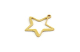Brass Star Charm, 24 Raw Brass Star Charms With 1 Loop, Charm Pendants (17x16x0.80mm) A5936