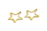 Brass Star Charm, 24 Raw Brass Star Charms With 1 Loop, Charm Pendants (17x16x0.80mm) A5936