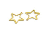 Brass Star Charm, 24 Raw Brass Star Charms With 1 Loop, Charm Pendants (17x16x0.80mm) A5936