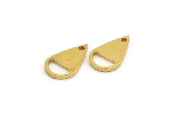 Brass Drop Charm, 50 Raw Brass Drop Charms With 1 Hole, Earrings, Findings (12x7x1mm) A6102