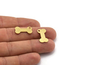 Brass Dog Bone Charm, 12 Raw Brass Dog Bone Charms With 1 Hole, Dog Necklace, Dog Bone Pendant, Dog Bone Tag (20x10.5x0.80mm) A5495