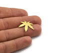 Brass Leaf Charm, 12 Raw Brass Leaf Charms With 1 Hole, Charm Pendants (21x23x0.80mm) A5552