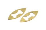 Brass Marquise Charm, 10 Raw Brass Dog Bone Pattarned Marquise Shaped Charms With 1 Hole (39x15x0.80mm) A5599