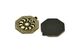 Brass Octagon Charm, Raw Brass Octagon Charm With 1 Loop, Moon Phases Findings, Star Findings (28x25x1.5mm) N2247