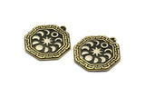 Brass Octagon Charm, Raw Brass Octagon Charm With 1 Loop, White Brass Moon Phases Findings, White Brass Star Findings (28x25x1.5mm) N2248