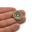 Brass Octagon Charm, Raw Brass Octagon Charm With 1 Loop, White Brass Moon Phases Findings, White Brass Star Findings (28x25x1.5mm) N2248