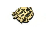 Brass Round Charm, Raw Brass Charm With 1 Loop, Mountain Findings, Tree Findings (28x24x1.5mm) N2235