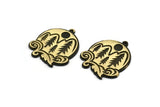 Brass Round Charm, Raw Brass Charm With 1 Loop, Mountain Findings, Tree Findings (28x24x1.5mm) N2235