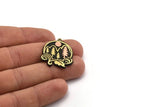 Brass Round Charm, Raw Brass Charm With 1 Loop, Mountain Findings, Copper Tree Findings, Copper Moon Findings (28x24x1.5mm) N2236