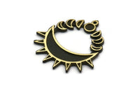 Brass Moon Charm, 2 Raw Brass Crescent Moon Charms With 1 Loop, Moon Phases Findings (32x30.5x1.5mm) N2221