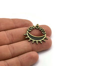 Brass Moon Charm, 2 Raw Brass Crescent Moon Charms With 1 Loop, Moon Phases Findings (32x30.5x1.5mm) N2221