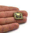 Brass Square Charm, Raw Brass Square Charm With 1 Loop, Sun Findings, Brass Sun Rising, Brass Sunshine Findings (25x22.5x1.4mm) N2274