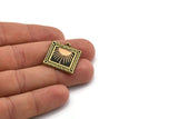Brass Square Charm, Raw Brass Square Charm With 1 Loop, Sun Findings, Copper Sun Rising, Copper Sunshine Findings (25x22.5x1.4mm) N2276