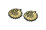 Brass Flower Charm, Raw Brass Flower And Butterfly Charm With 1 Loop, Black Painted Brass Charms, Findings (29.5x27x1.5mm) N2238