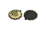 Brass Flower Charm, Raw Brass Flower And Butterfly Charm With 1 Loop, Black Painted Brass Charms, Findings (29.5x27x1.5mm) N2238