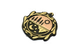 Brass Round Charm, Raw Brass Mountain And Tree Charm With 1 Loop, Copper Sun, Copper Tree, Crescent Moon Charms (29x28x1.5mm) N2265