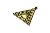 Brass Triangle Charm, Raw Brass Triangle Charm With 1 Loop, Sun Findings, Sun Rising Findings (26x25x1.5mm) N2267