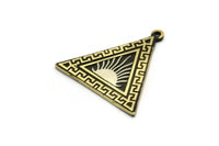 Brass Triangle Charm, Raw Brass Triangle Charm With 1 Loop, White Brass Sun Findings, White Brass Sun Rising (26x25x1.5mm) N2268