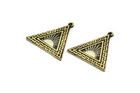Brass Triangle Charm, Raw Brass Triangle Charm With 1 Loop, White Brass Sun Findings, White Brass Sun Rising (26x25x1.5mm) N2268