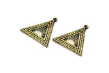 Brass Triangle Charm, Raw Brass Triangle Charm With 1 Loop, White Brass Sun Findings, White Brass Sun Rising (26x25x1.5mm) N2268