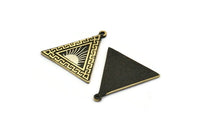 Brass Triangle Charm, Raw Brass Triangle Charm With 1 Loop, White Brass Sun Findings, White Brass Sun Rising (26x25x1.5mm) N2268