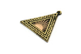 Brass Triangle Charm, Raw Brass Triangle Charm With 1 Loop, Copper Sun Findings, Copper Sun Rising Findings (26x25x1.5mm) N2269