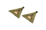 Brass Triangle Charm, Raw Brass Triangle Charm With 1 Loop, Copper Sun Findings, Copper Sun Rising Findings (26x25x1.5mm) N2269