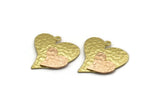 Brass Heart Charm, Raw Brass And Raw Copper Heart Charm With 1 Loop, Copper Charms, Mixed Material Findings (24x24x3mm) N1791