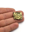 Brass Square Charm, Raw Brass Mountain And Tree Charm With 1 Loop, Flower Charms, Crescent Moon Charms, Findings (28x23x1.5mm) N2281