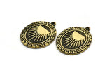 Brass Oval Charm, Raw Brass Oval Charm With 1 Loop, Sun Findings, Sun Rising Findings (29.5x23x1.5mm) N2228