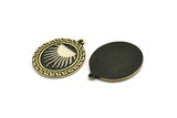 Brass Oval Charm, Raw Brass Oval Charm With 1 Loop, White Brass Sun Findings, White Brass Sun Rising (29.5x23x1.5mm) N2229