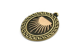 Brass Oval Charm, Raw Brass Oval Charm With 1 Loop, Copper Sun Findings, Copper Sun Rising (29.5x23x1.5mm) N2230