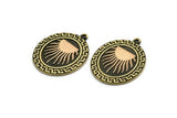Brass Oval Charm, Raw Brass Oval Charm With 1 Loop, Copper Sun Findings, Copper Sun Rising (29.5x23x1.5mm) N2230