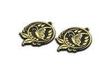 Brass Round Charm, Raw Brass Butterfly Charm With 1 Loop, Leaf Charms, Findings (32x23x1.5mm) N2255