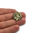 Brass Round Charm, Raw Brass Butterfly Charm With 1 Loop, Leaf Charms, Findings (32x23x1.5mm) N2255