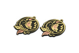 Brass Round Charm, Raw Brass And Raw Copper Butterfly Charm With 1 Loop, Copper Leaf Charms, Findings (32x23x1.5mm) N2256