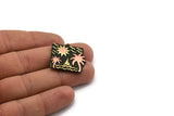 Brass Square Charm, Raw Brass And Raw Copper Sun And Palm Tree Charm With 1 Loop, Sea Charms, Boat Charms, Findings (26x26x1.5mm) N2233