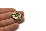 Brass Round Charm, Raw Brass Butterfly Charm With 1 Loop, Copper Butterfly, Copper Leaf Charms, Black Painted Brass (30x27x1.5mm) N2245