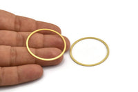 38mm Circle Connectors - 12 Raw Brass Circle Connectors (38x1.5x0.80mm) A6026