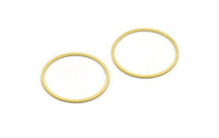 32mm Circle Connectors - 24 Raw Brass Circle Connectors (32x1x0.80mm) A6096