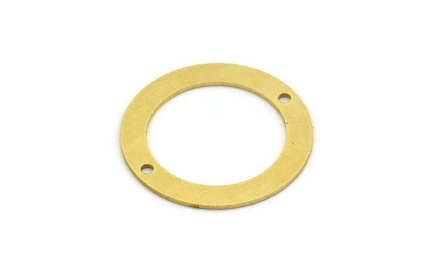 Brass Round Charm, 8 Raw Brass Round Shape Charms With 2 Holes, Connectors (28x4x0.80mm) A6012