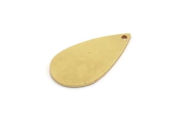 Brass Drop Charm, 12 Raw Brass Drop Charms With 1 Hole, Earrings, Findings (20x11x0.80mm) A5904