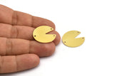 Brass Stamping Tag, 6 Raw Brass Round Charms With 3 Holes, Connectors (24x0.80mm) A5983