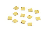 Brass Square Charm, 50 Raw Brass Square Shape Charms With 1 Hole, Geometric Findings (6x0.80mm) A6024