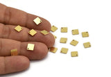 Brass Square Charm, 50 Raw Brass Square Shape Charms With 1 Hole, Geometric Findings (6x0.80mm) A6024