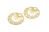 Brass Sun Charm, 4 Raw Brass Sun And Star Shaped Charms With 1 Loop (41x38x0.80mm) A5993