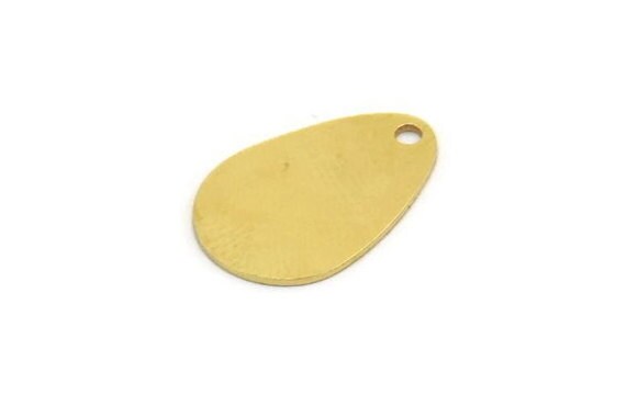 Brass Drop Charm, 12 Raw Brass Drop Charms With 1 Hole, Earrings, Findings (17x12x0.60mm) A6017