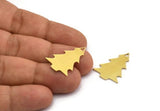 Brass Tree Charm, 8 Raw Brass Tree Charms With 1 Hole, Pendant, Findings (25x19x0.80mm) A5677