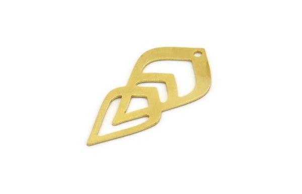 Brass Drop Charm, 10 Raw Brass Drop Charms With 1 Hole, Earrings, Findings (33x16x0.60mm) A6022